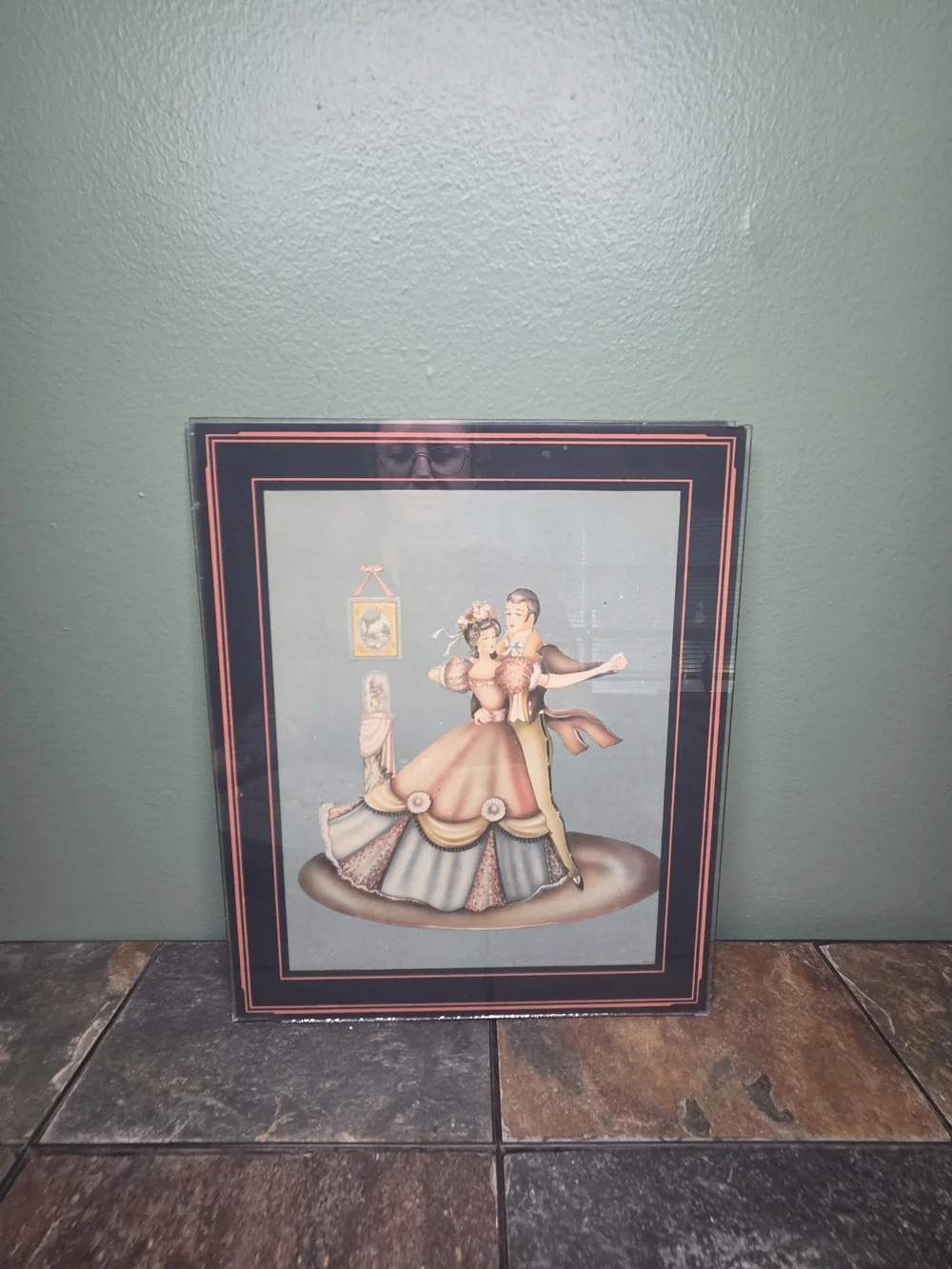 Vintage Style Trio Framed Wall Art - Green and Pink